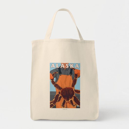 King Crab & Fisherman Vintage Travel Poster Tote Bag (Voorkant)
