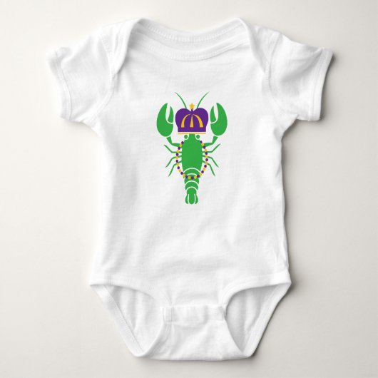 King Crawfish Mardi Gras Baby Bodysuit (Voorkant)