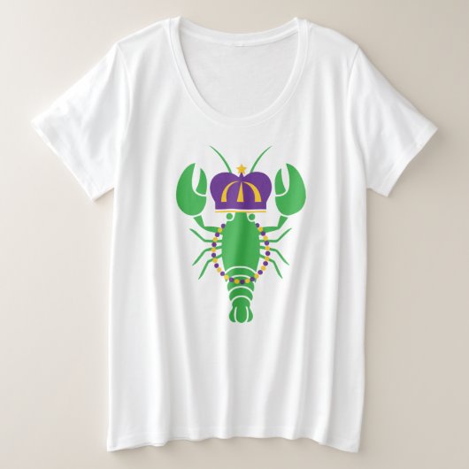 King Crawfish Mardi Gras Plus Size Grote Maat T-shirt (Design voorkant)