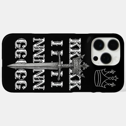 KING Crown Line Art black Phone Case (Achterkant (horizontaal))