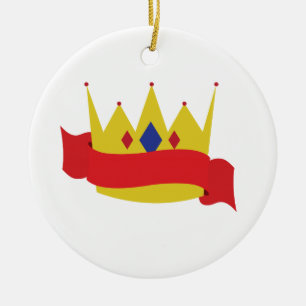 King Crown Ribbon Keramisch Ornament