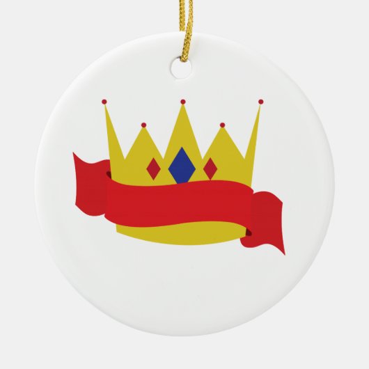 King Crown Ribbon Keramisch Ornament (Voorkant)