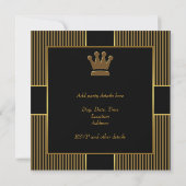 King Crown staat voor Black Gold Birthday Party Kaart (Achterkant)