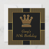 King Crown staat voor Black Gold Birthday Party Kaart (Voorkant)