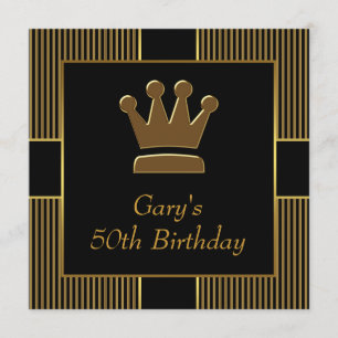 King Crown staat voor Black Gold Birthday Party Kaart