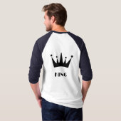King Custom Tekst Kroon Afbeelding Basic 3/4 Ragla T-shirt (Achterkant volledig)