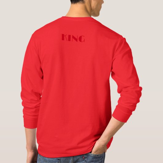 King Custom Tekst Kroon Afbeelding Diep Rood Lange T-shirt (Achterkant)