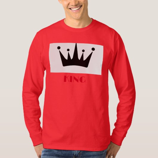 King Custom Tekst Kroon Afbeelding Diep Rood Lange T-shirt (Voorkant)