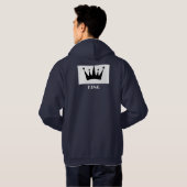 King Custom Tekst Kroon Afbeelding Navy Blauw Swea Hoodie (Achterkant volledig)