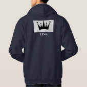 King Custom Tekst Kroon Afbeelding Navy Blauw Swea Hoodie (Achterkant)