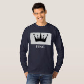 King Custom Tekst Kroon Afbeelding Navy Blue Lange T-shirt (Voorkant volledig)
