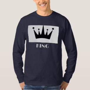 King Custom Tekst Kroon Afbeelding Navy Blue Lange T-shirt