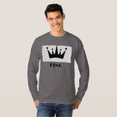 King Custom Tekst Kroon Afbeelding Rook Grijs Lang T-shirt (Voorkant volledig)