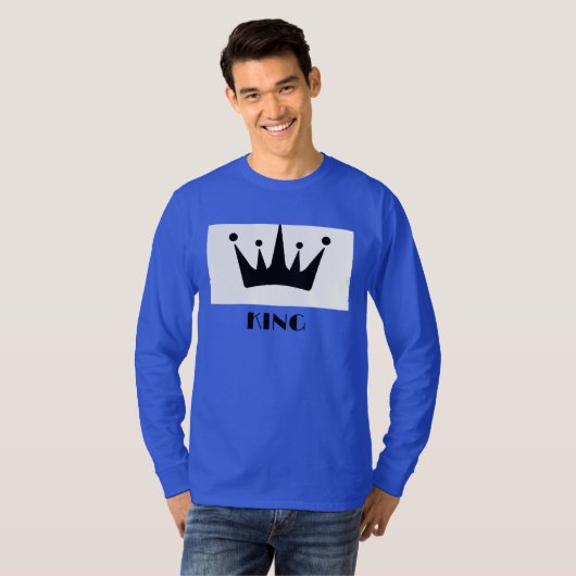 King Custom Text Crown Afbeelding Deep Royal met l T-shirt (Voorkant volledig)