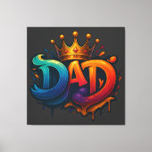 King Dad Crown Graffiti gekroond met liefde en tro Canvas Afdruk (Voorkant)