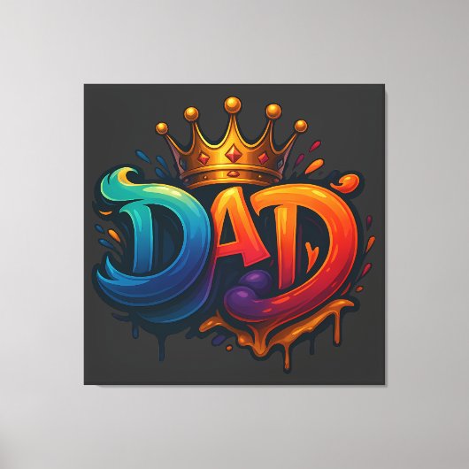 King Dad Crown Graffiti gekroond met liefde en tro Canvas Afdruk (Voorkant)