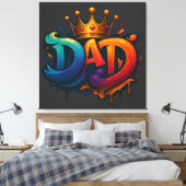 King Dad Crown Graffiti gekroond met liefde en tro Canvas Afdruk (Insitu (Slaapkamer))