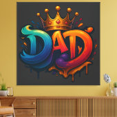King Dad Crown Graffiti gekroond met liefde en tro Canvas Afdruk (Insitu (Woonkamer))