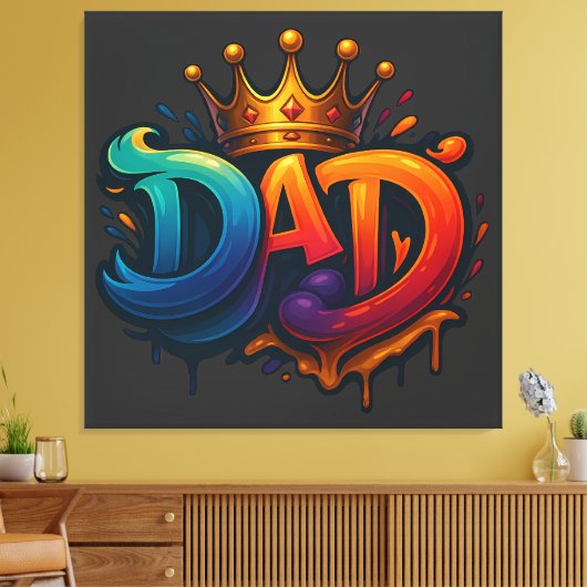 King Dad Crown Graffiti gekroond met liefde en tro Canvas Afdruk (Insitu (Woonkamer))