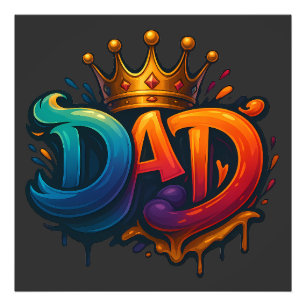 King Dad Crown Graffiti gekroond met liefde en tro Foto Afdruk