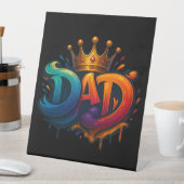 King Dad Crown Graffiti gekroond met liefde en tro Reclamebord Met Voetstuk (Insitu)