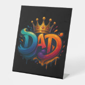 King Dad Crown Graffiti gekroond met liefde en tro Reclamebord Met Voetstuk (Voorkant)