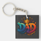 King Dad Crown Graffiti gekroond met liefde en tro Sleutelhanger (voorkant)