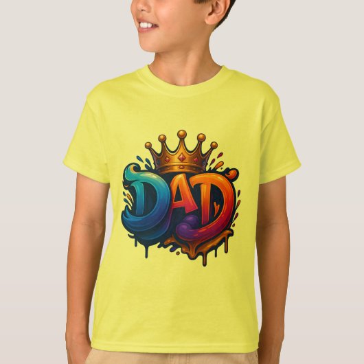 King Dad Crown Graffiti gekroond met liefde en tro T-shirt (Voorkant)