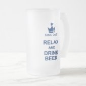 King Dad plezier ontspannen en drink bierblauw bie Matglas Bierpul (Voorkant rechts)
