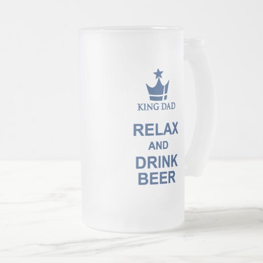 King Dad plezier ontspannen en drink bierblauw bie Matglas Bierpul (Voorkant rechts)