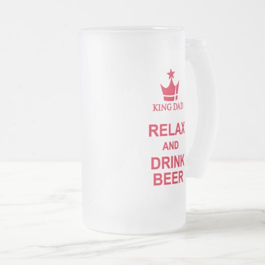 King Dad plezier ontspannen en drink bierrood bier Matglas Bierpul (Voorkant rechts)
