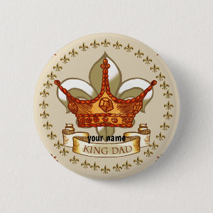 King Dad Royal Crown-pinknop Ronde Button 5,7 Cm