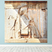 King Darius I. Bas relief, Persepolis, Iran Canvas Afdruk (Insitu (Houten vloer))
