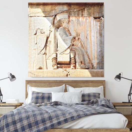 King Darius I. Bas relief, Persepolis, Iran Canvas Afdruk (Insitu (Slaapkamer))