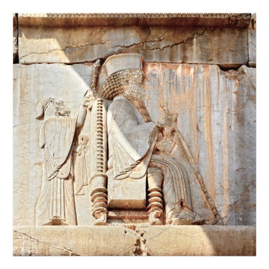King Darius I. Bas relief, Persepolis, Iran Foto Afdruk (Voorkant)