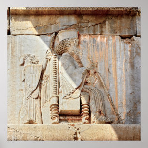 King Darius I. Bas relief, Persepolis, Iran Poster