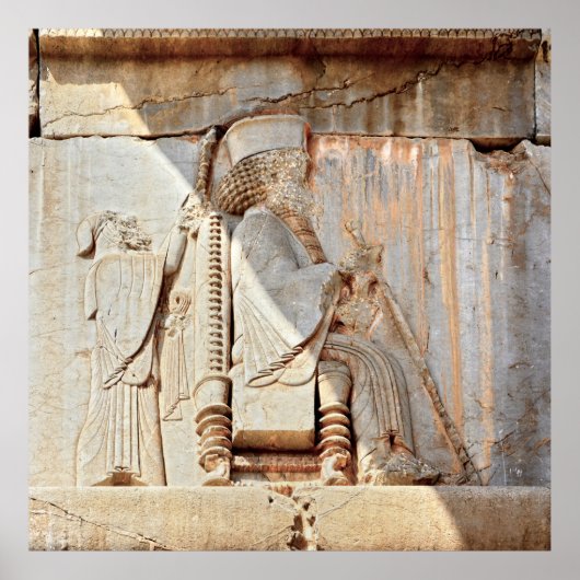 King Darius I. Bas relief, Persepolis, Iran Poster (Voorkant)