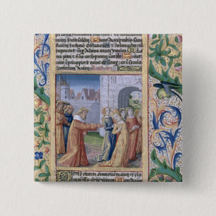 King David coveting Bathsheba Vierkante Button 5,1 Cm
