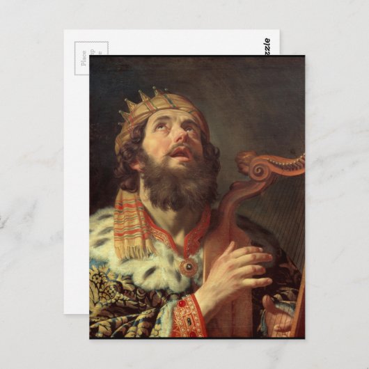 King David die de Harp speelt Briefkaart (Voorkant / Achterkant)
