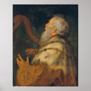 King David die de Harp speelt Poster
