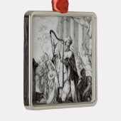 King David die de Lyre speelt Metalen Ornament (Rechts)