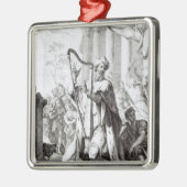 King David die de Lyre speelt Metalen Ornament (Links)