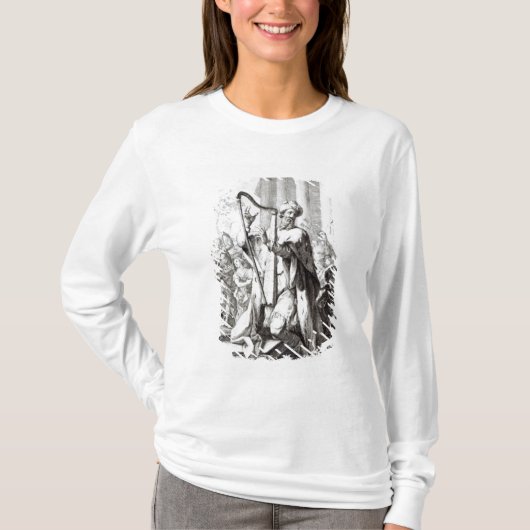 King David die de Lyre speelt T-shirt (Voorkant)