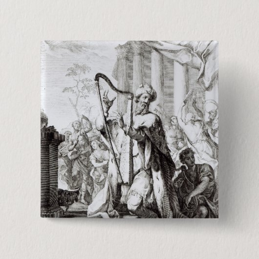 King David die de Lyre speelt Vierkante Button 5,1 Cm (Voorkant)