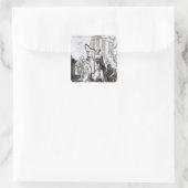 King David die de Lyre speelt Vierkante Sticker (Tas)