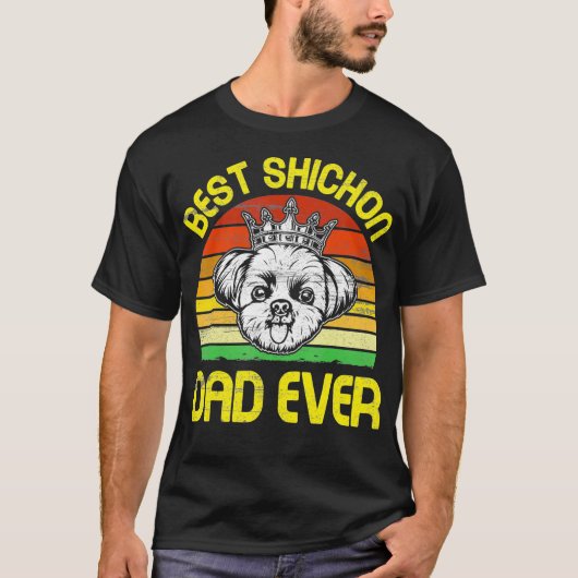 King Dog Best Shichon Dad Oog Retro T-shirt (Voorkant)