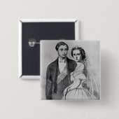 King Edward en Queen Alexandra Vierkante Button 5,1 Cm (Voorkant /achterkant)