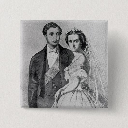 King Edward en Queen Alexandra Vierkante Button 5,1 Cm (Voorkant)