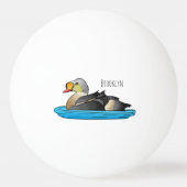 King eider bird cartoon illustration pingpongbal (Achterkant)