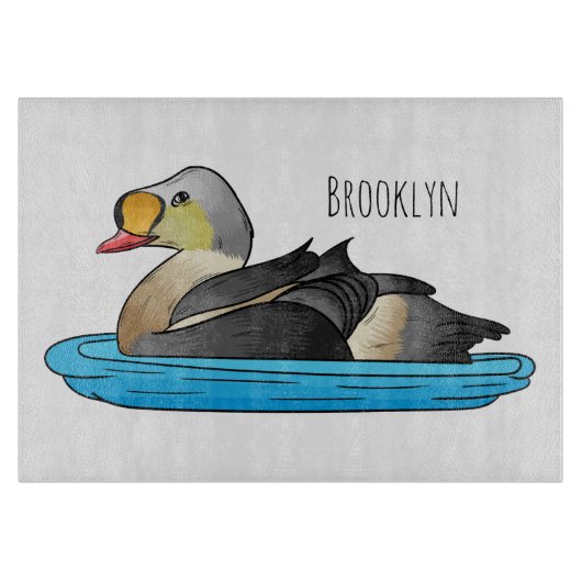 King eider bird cartoon illustration snijplank (Voorkant)